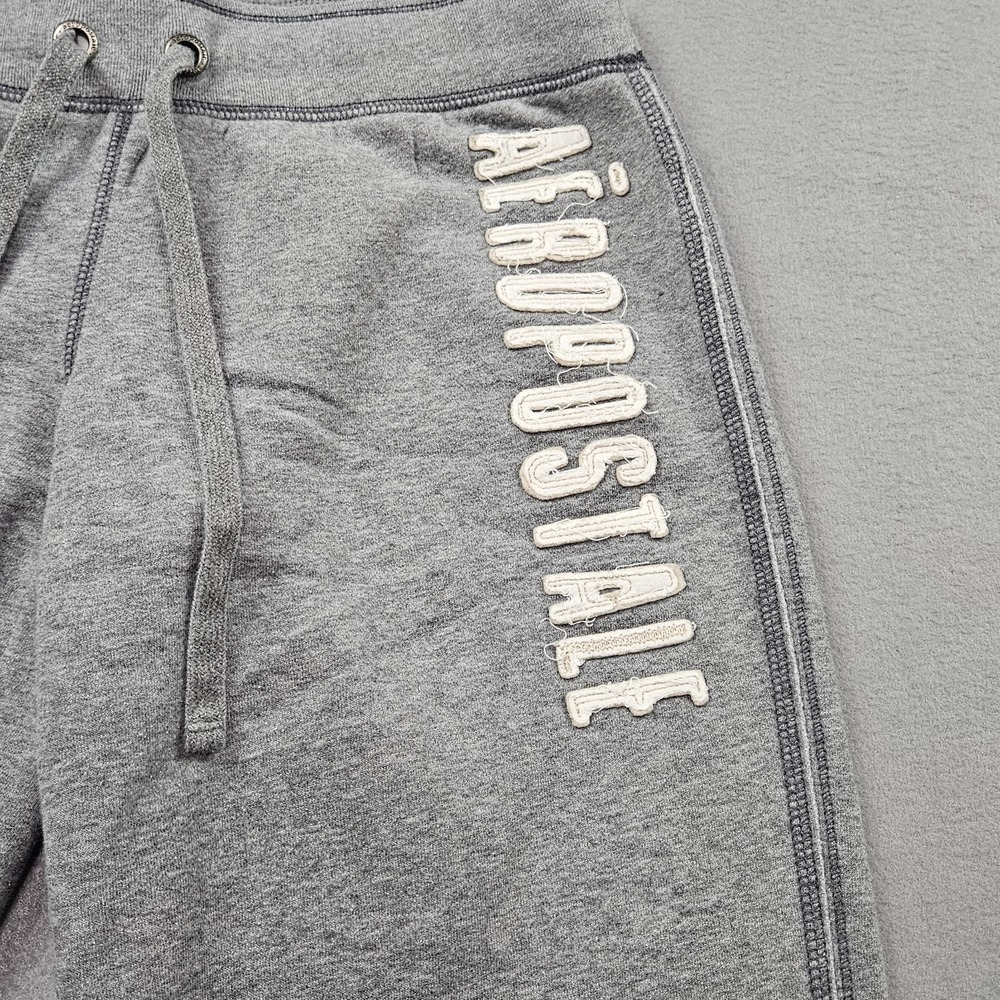 Aeropostale Sweatpants Womens Sz M Fleece Raw Hem Wide-Leg Spellout Gray Y2K - Picture 9 of 9